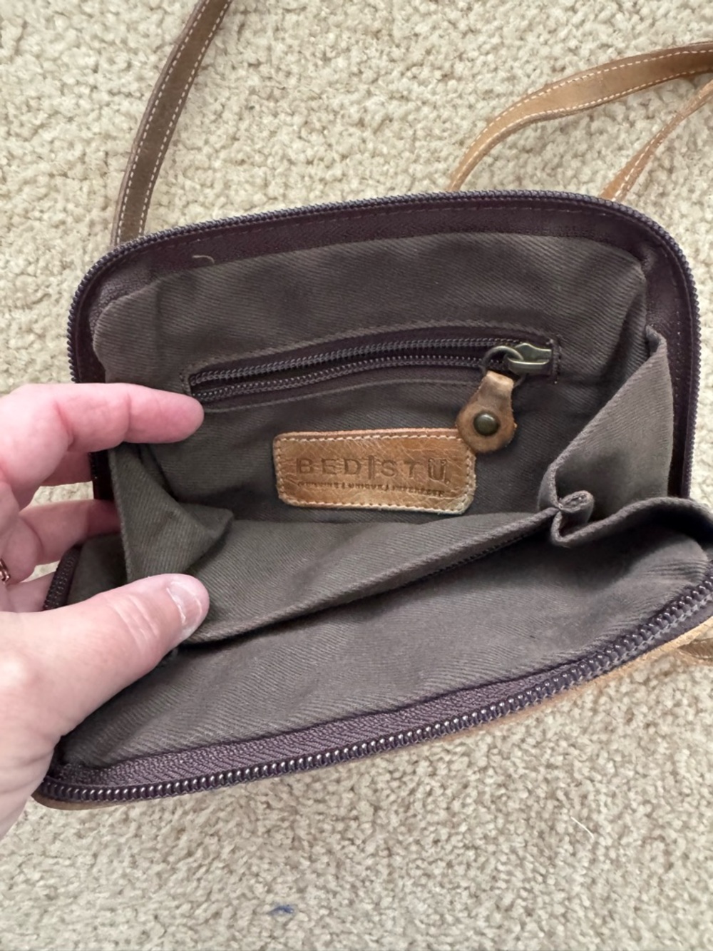 BED|STU Distressed Brown Leather Crossbody Bag - Picture 6 of 6
